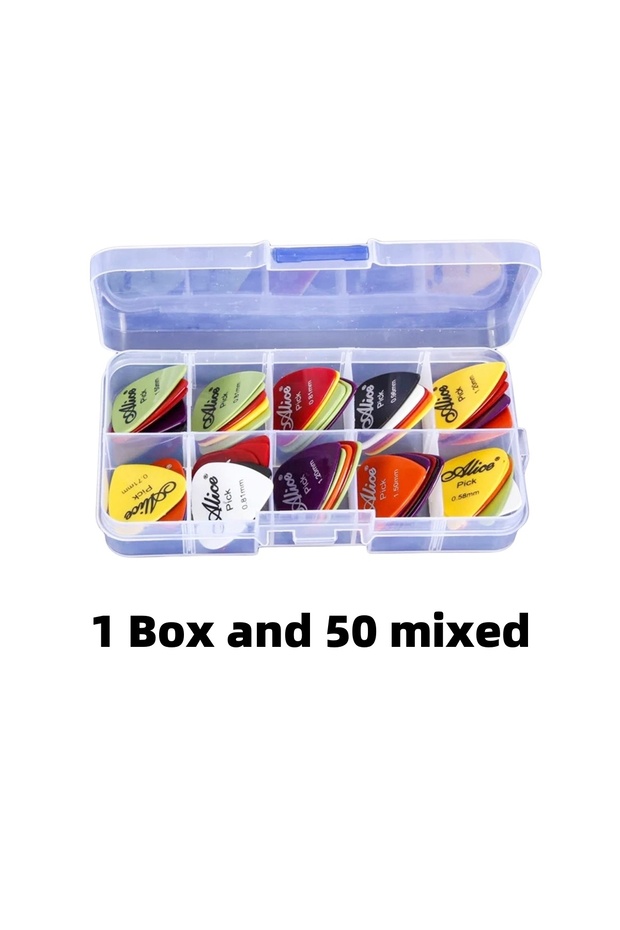 1 Box and 50 mixed Alice Guitar Pick 12/24/50/100 Pieces Mixed ABS Premium Matte Anti-Skid Guitar Pi