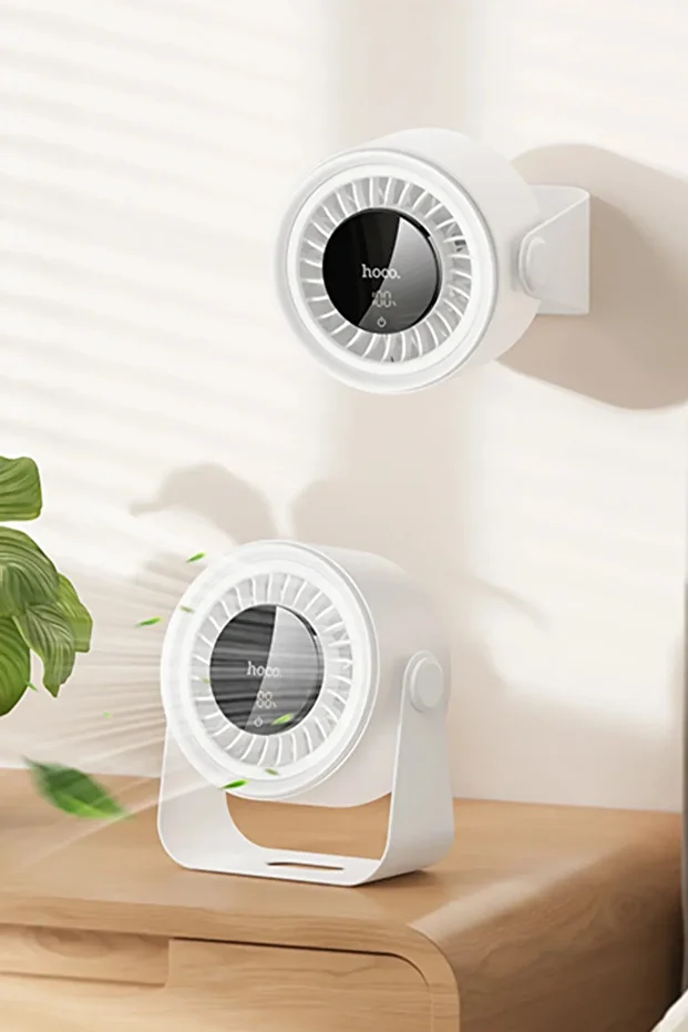 Şarjlı Turbo Masa Fanı Duvara Monte Edilebilir, Turbo Yüksek Üfleme Gücü, 5 Kademe Ayarlanabilir Hız - 2