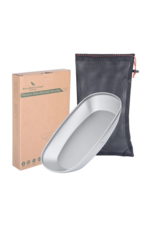 Ti1142T S 1pcs Boundless Voyage Reusable Titanium Pan Dinner Plate Ultralight Dish with Carry Bag Fo