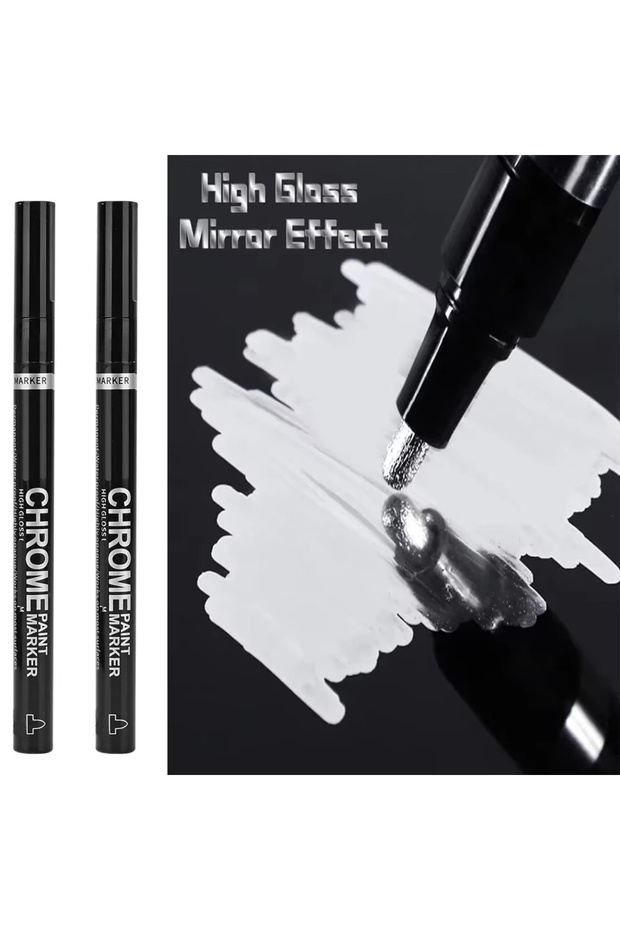 2pcs Silver 5/1pcs Chrome Pen Marker Mirror Waterproof Paint Repair For Rock Ceramic Glass Metallic