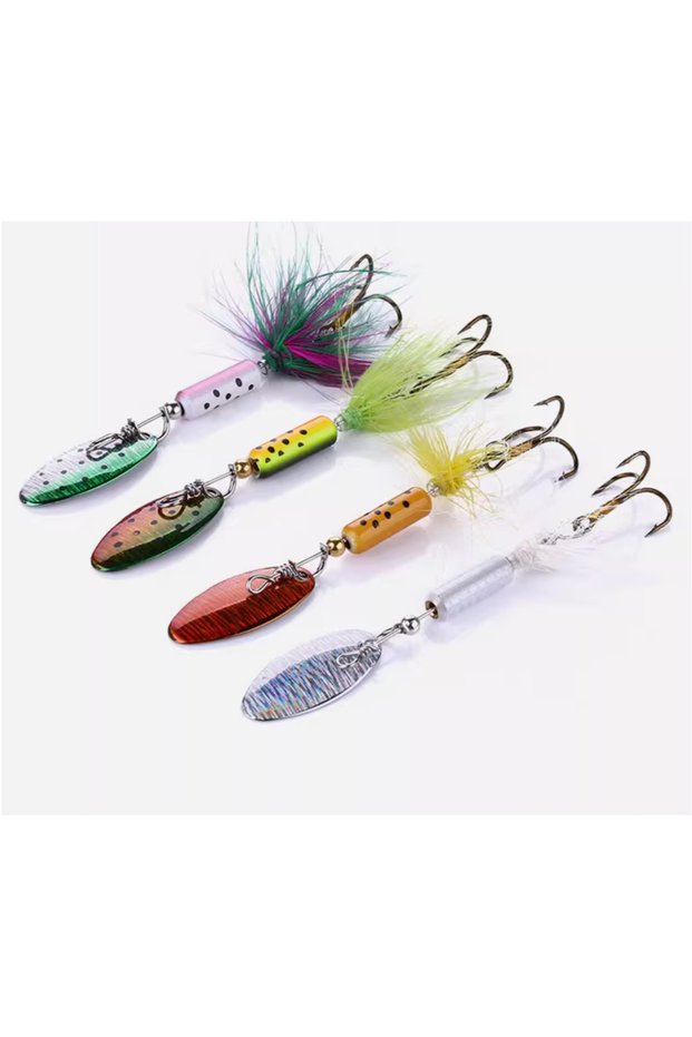 WHITE MrLurion 3.5g 4pieces Hard metal fishing Spinner lure baits , fishing trout spoon baits with t
