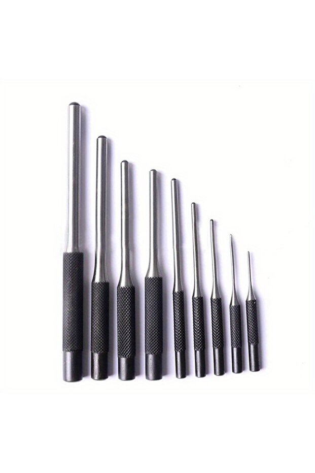 9Pcs 9Pcs/Set Steel Round Head Grip Roll Pins Punch Tool Kit Professional Hollow End Starter Punch C