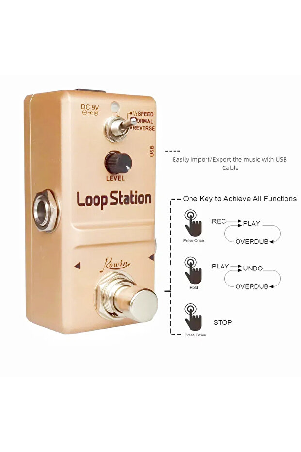 Rowin Mini Loop Station 48K Looper Pedal Unlimited Overdubs 10 Minutes of Looping, 1/2 time, and ... - 3