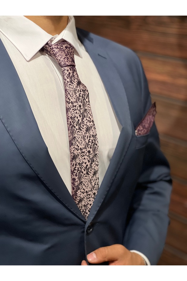 ERKEK PEMBE MENDİLLİ KRAVAT - 2