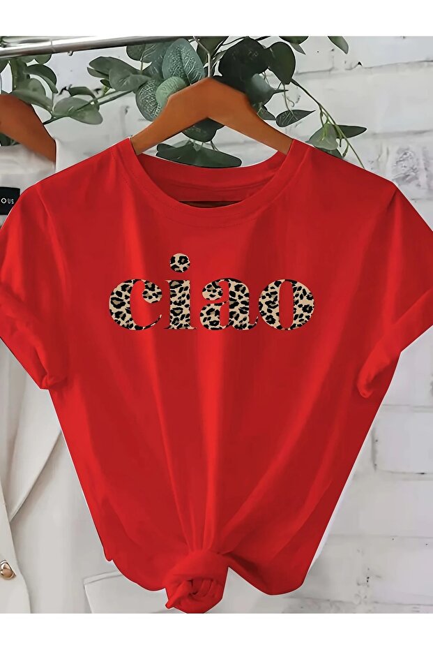 Women's Ciao Printed Crew Neck T-Shirt Oversize Loose