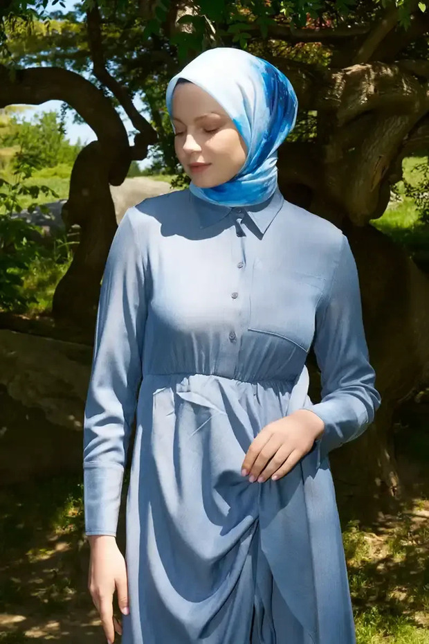 Eșarfă Rustic Rosie Pattern - Albastru - 4