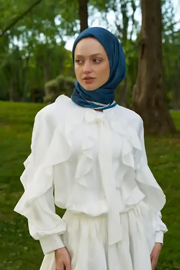 Rustic Batik Pattern Scarf - Blue - 2