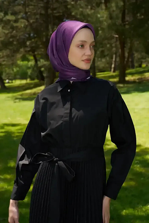 Rustic Batik Desen Eşarp - Mor - 3