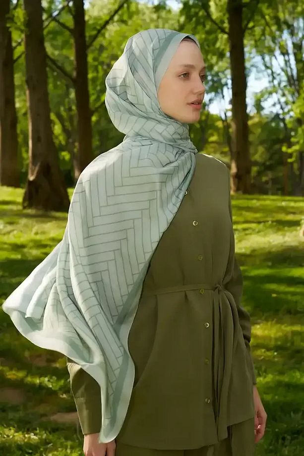 Hyper Zikzak Desen Şal - Mint - 3