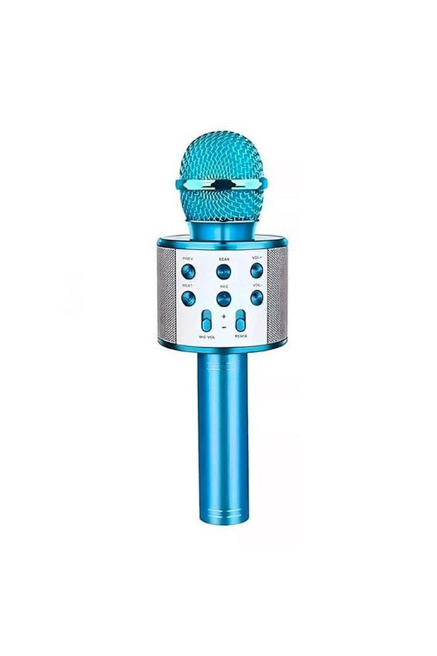 WS-858 Bluetooth Karaoke Mikrofonu- Usb/Hafıza Kart Destekli/ Haparlör- Mavi - 3