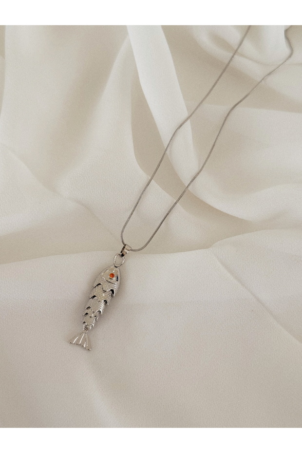 Balık Model Gümüş Kolye - 1
