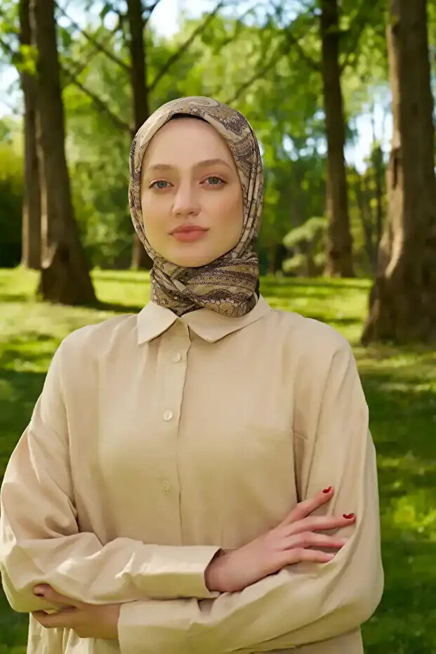 Eșarfă Rustică Mistral Pattern - Verde Ulei - 2