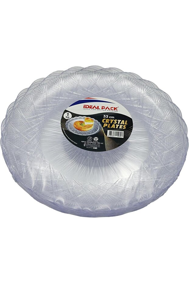 Crystal-Look Plastic Plates – 33 cm | Clear, Elegant Disposable Plates | 1 Kg Bulk Pack