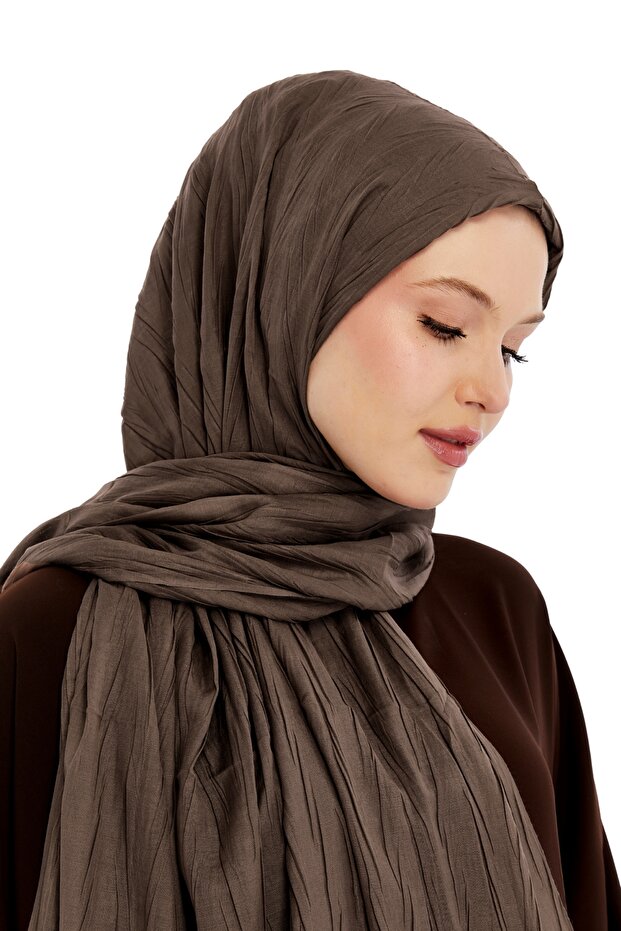 Pliseli Bambu Şal - Kimyon - 7