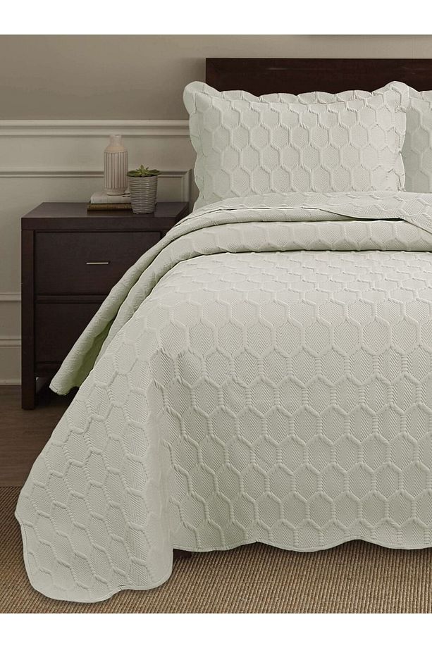 Honey Comb 3D Çift Kişilik Yatak Örtüsü Seti (3 Parça) - 260x240 cm - 2
