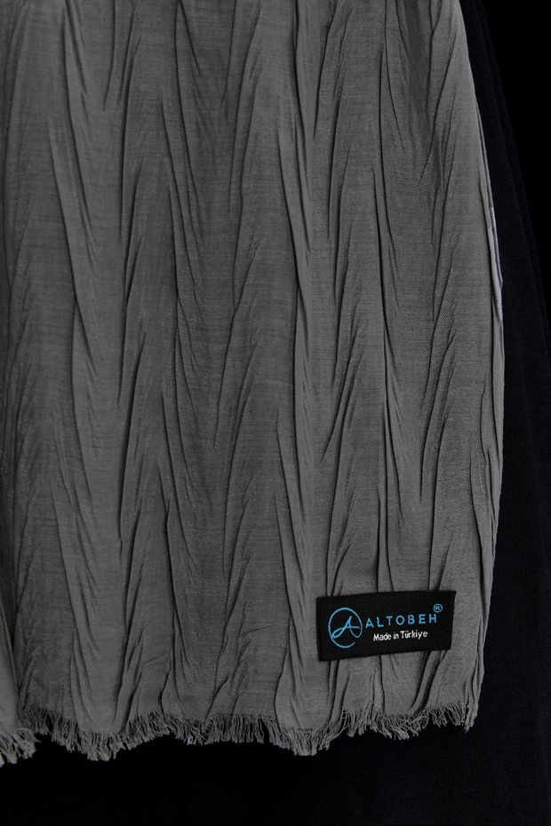 Pliseli Bambu Şal - Füme - 6