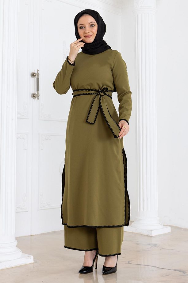 Çoban Dikişli Kemerli Takım Haki MSW19365 - 4