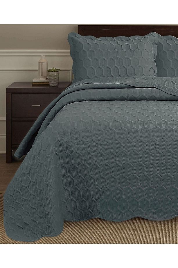 Honey Comb 3D Çift Kişilik Yatak Örtüsü Seti (3 Parça) - 260x240 cm - 2