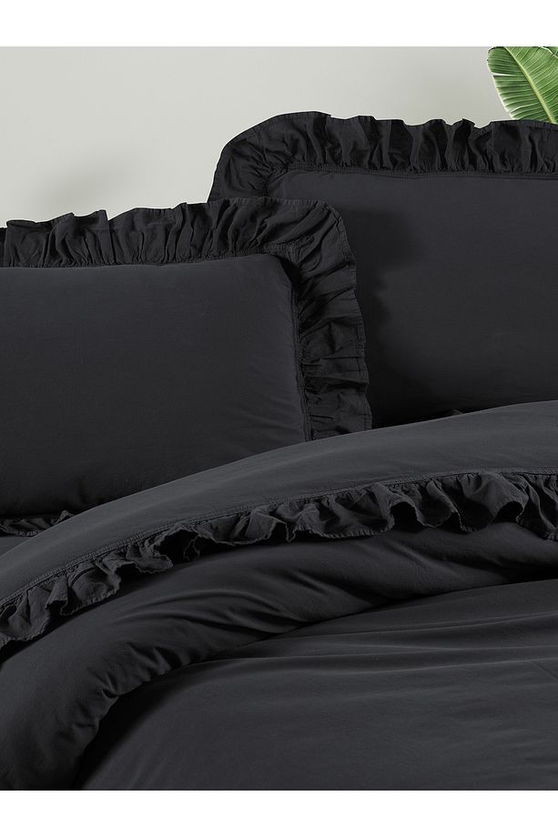 Exclusıve Stonewashed Tek Kişilik Nevresim Takımı Koyu Gri Kutulu - 2