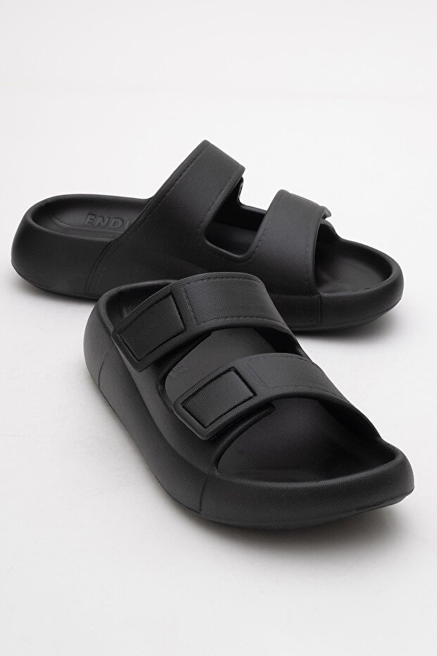 Women's Velcro Slippers BLACK
