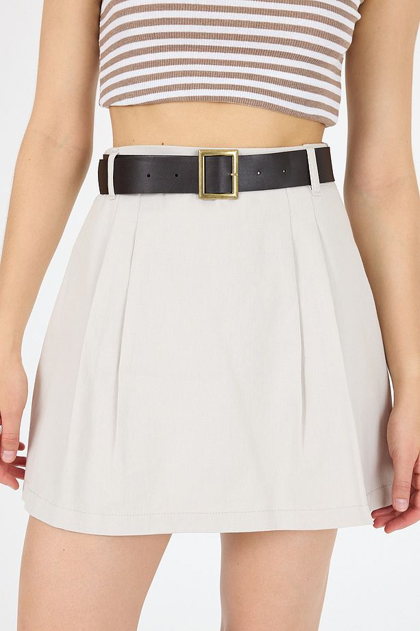 Moda Pileli Kemerli Şort Etek Xs-xxl - 2
