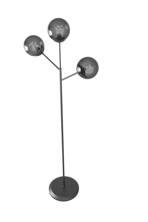 LOREVA 3'lü Cam Küre Lambader - Metal Gövdeli Modern Yer Lambası - 3