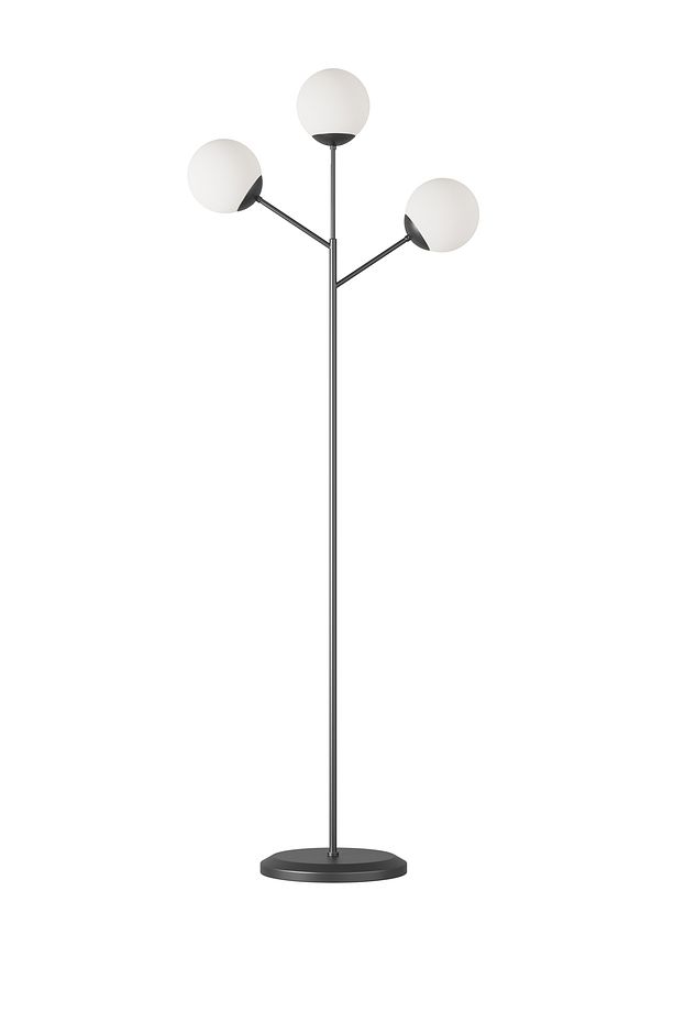 LOREVA 3'lü Cam Küre Lambader - Metal Gövdeli Modern Yer Lambası - 2