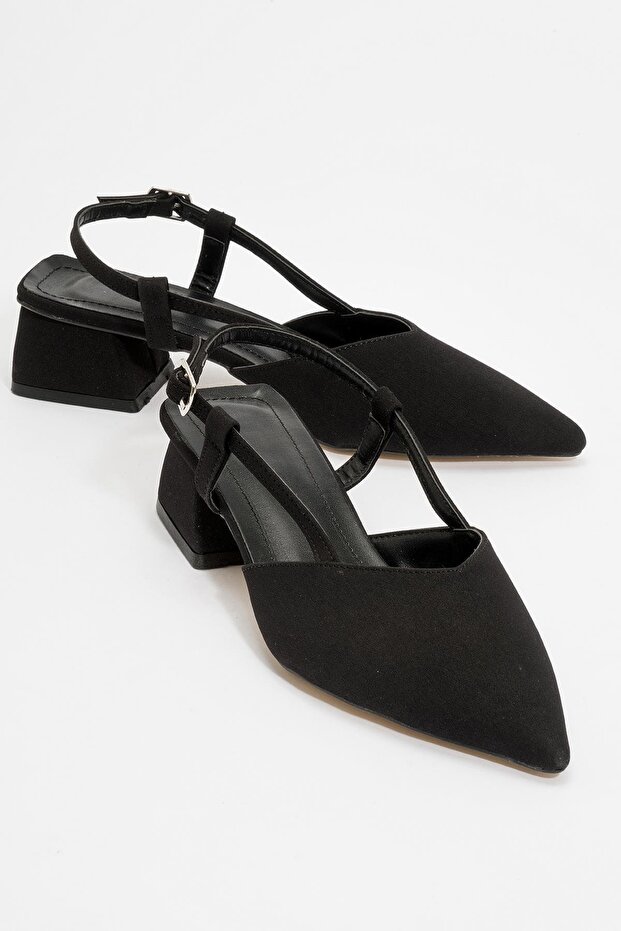 Women's Open Back Heeled Sandals Black Zra