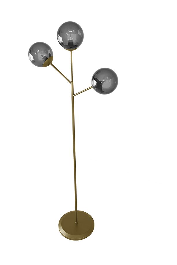 LOREVA 3'lü Cam Küre Lambader - Metal Gövdeli Modern Yer Lambası - 3