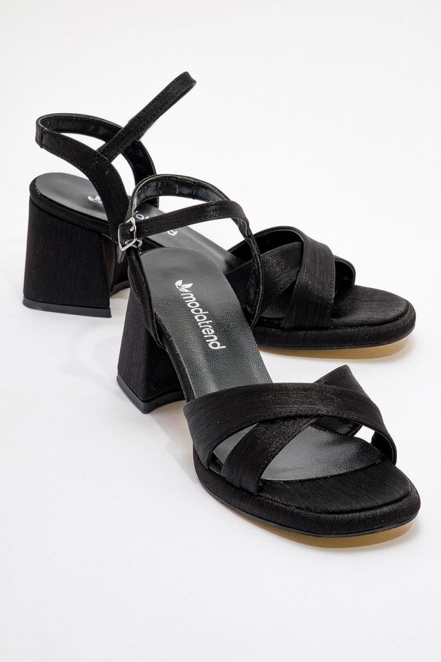 Women's Heeled Shoes BLACK SATIN
