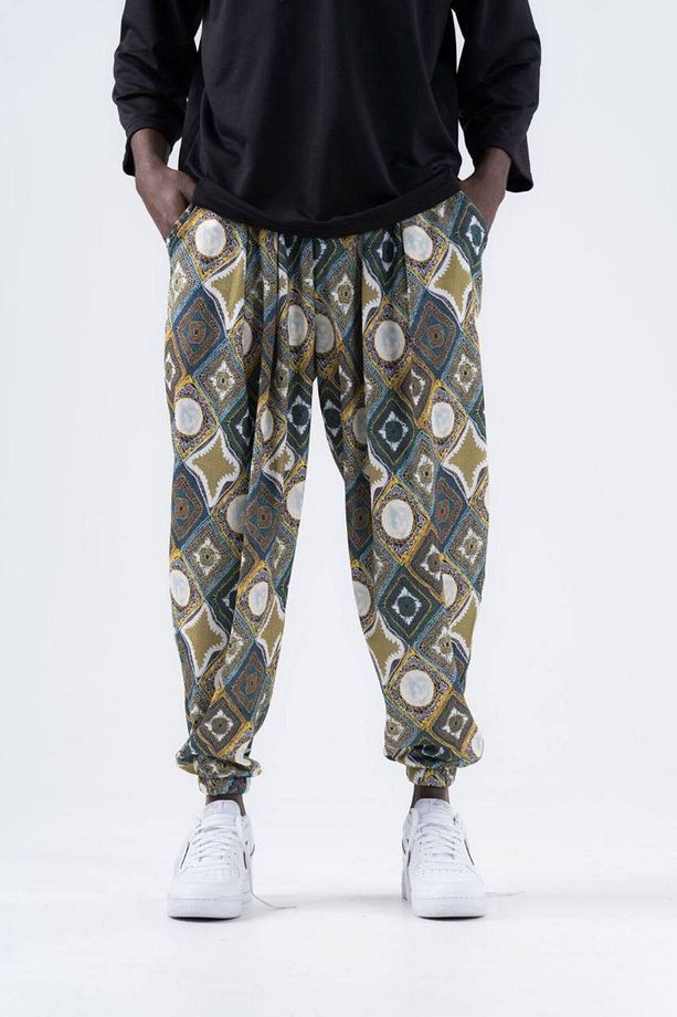 Erkek Desenli Yazlık Baggy Jogger Şalvar Pantolon - 2