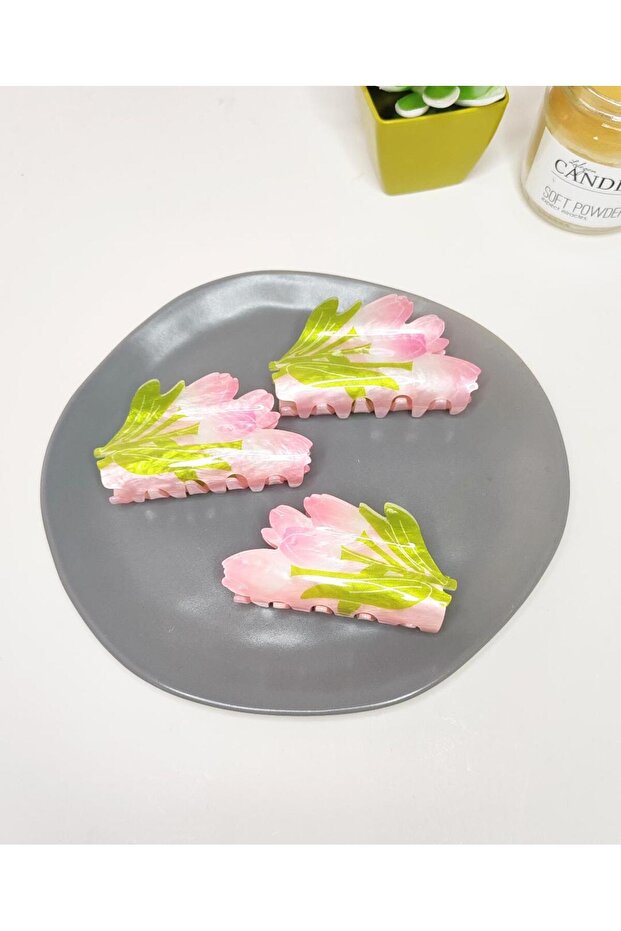 لون وردي موديل Gonca Rose مقاس 9 سم مشبك عظمة مينا