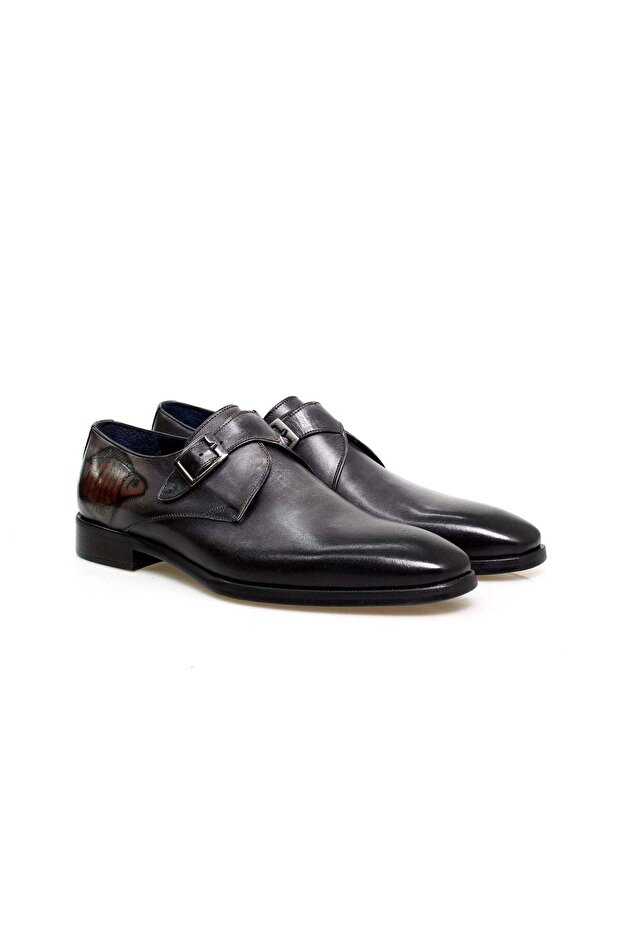 Gray Color Lace-Up Genuine Leather Men's Shoes