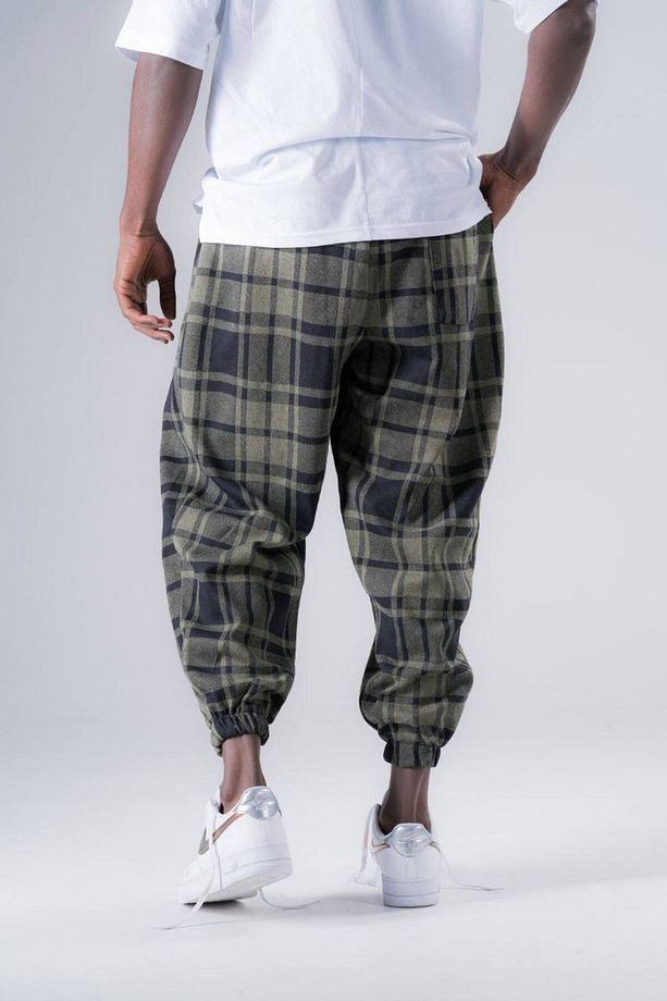 Erkek Desenli Haki Baggy Jogger Şalvar Pantolon - 4