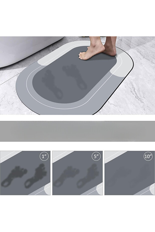 Oval Magic Water Absorbent Bath Mat Non-Slip Based Foot Mat 38X58 cm Without Writing Model S-60