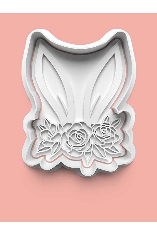 Flower Themed Rabbit Ears Cookie Mold and Sugar Paste Mold