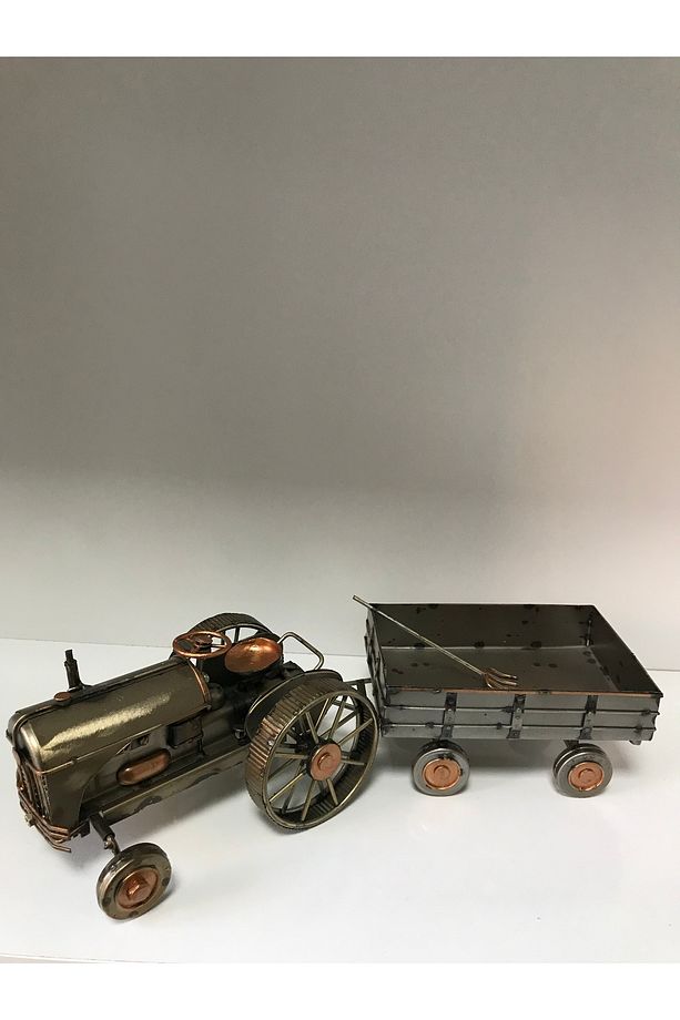 Dekoratif Metal Traktör Römork 32 Cm - 1