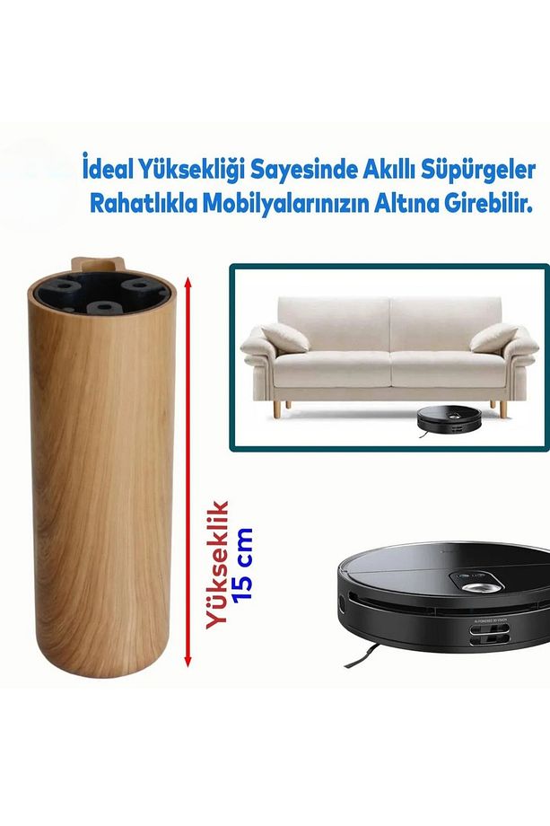 Ayak Kapsül Bohem Açık Ceviz 15 cm Mobilya Kanepe Koltuk Baza Yükseltici Yükseltme Ayağı bej - 3