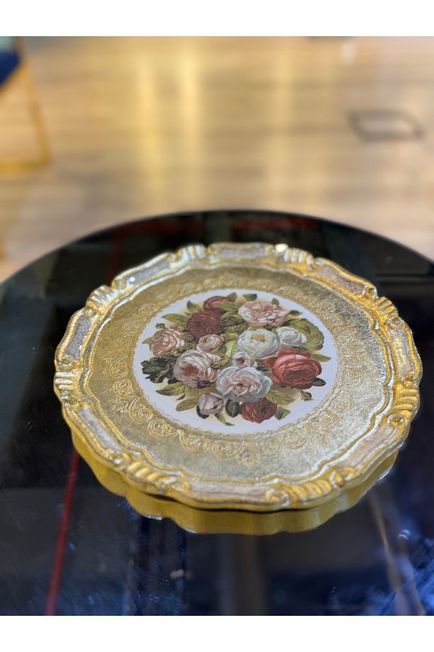 ESTERHOMEDECOR Tek kişilik yuvarlak orijinal Gül ağacı sunum tepsisi 30cm - 7