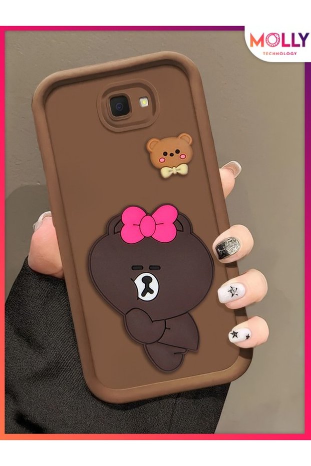 Fallow Brown Edges Thick 3D Embossed Alice Bear Silicone Case for Samsung Galaxy J4 Plus