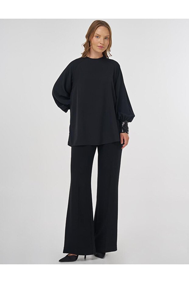 Payet Garnili Şık Bluz Siyah - 2