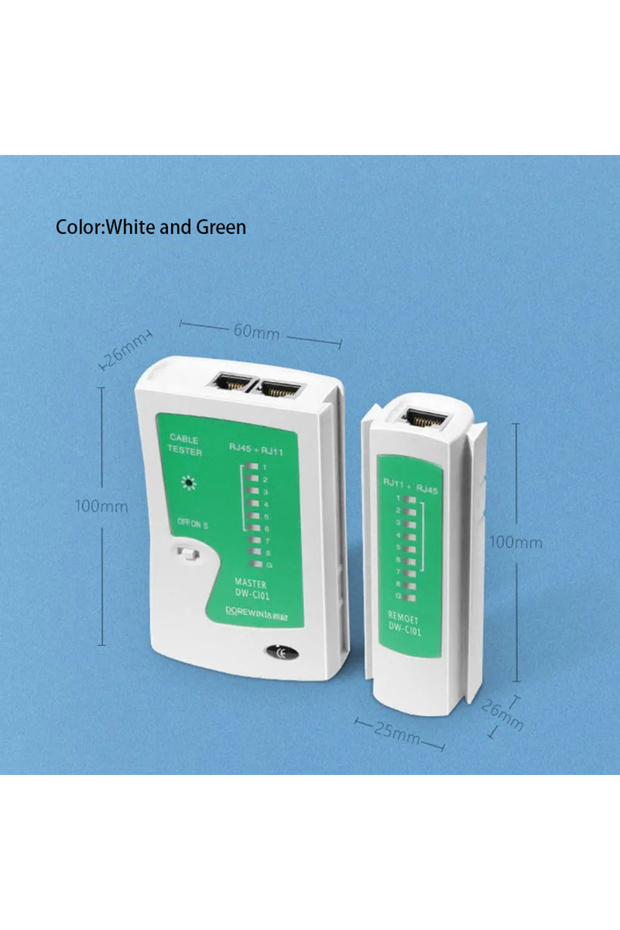 White and Green LAN Network Cable Tester Continuity Tester For RJ45 RJ11 RJ12 Twisted Pair Connectio - 1