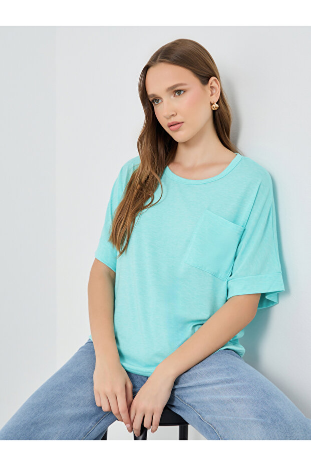 Solid Round Neck Oversized T-Shirt - 1