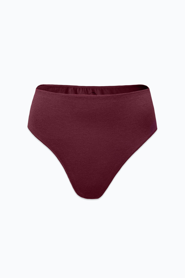 Kadın Bordo Lacivert 4 lü Paket Modal Yüksek Bel String Tanga 4M178 - 4
