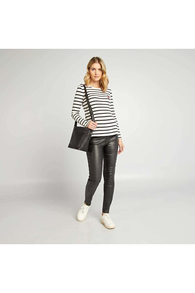 بنطلون حمل كامل مع لوحة مطاطية باللون الأسود - 1