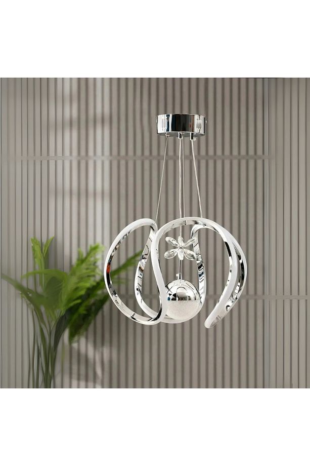 MİLOS Kumandalı 3 Renk Dimmerli LED Sarkıt Avize – Modern Krom Kaplama Tek Top - 2
