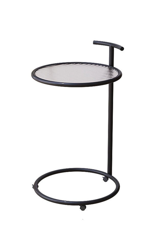 Round Side Table, Transparent Glass End Table with Metal Frame, Modern Coffee Table for Living Room