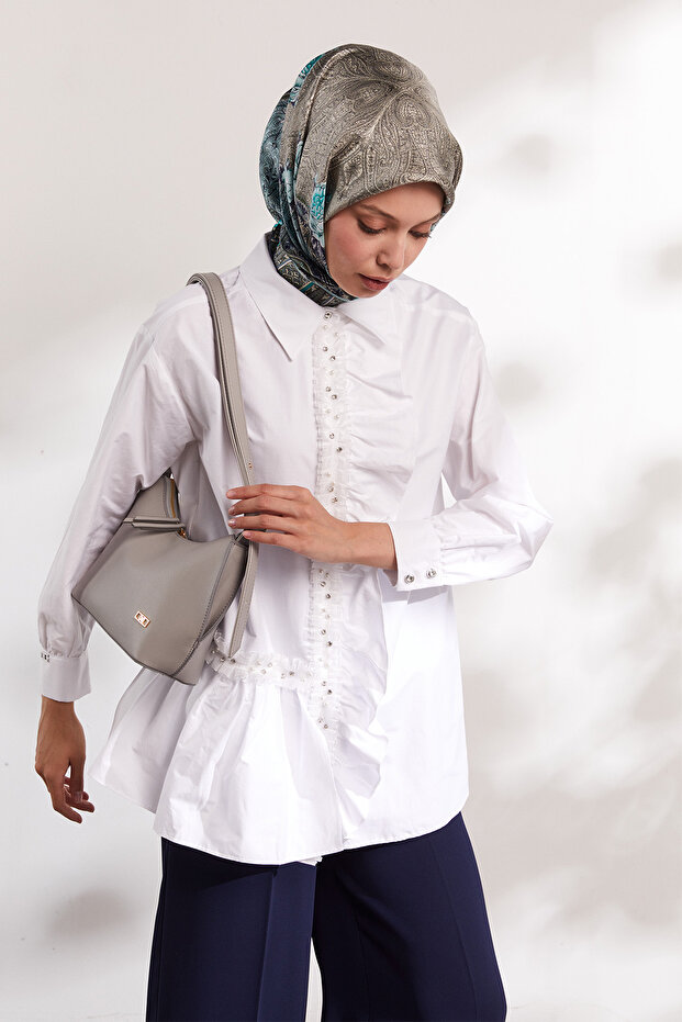 Volanlı Pamuk Gömlek - 2