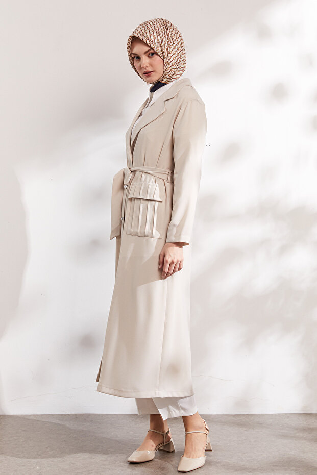 Şık Düğmeli Pardesü - 2