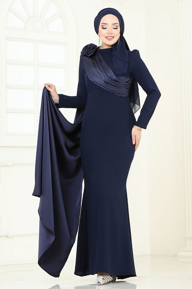 Gül Detay Abiye Elbise 6227BSK463 Laci - 3